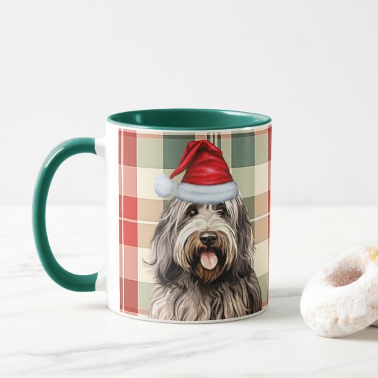 Hondenliefhebber Bergamasco Holiday Plaid Mok (Met donut)