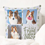 Hondenliefhebber Beste vriend 3 Foto Cute Paw Prin Kussen<br><div class="desc">De beste vriend heeft poten. Viel je beste vriend op met een aangepaste, unieke hondfoto collage kussen en keepomwille. Verrassend je favoriete hondenliefhebber, of het nu een verjaardag, Moederdag, Valentijnsdag of Kerstmis is met deze schattige liefdesfoto-hondenkussen. Deze True Love with paw print design dog foto pillow is het perfecte cadeau...</div>