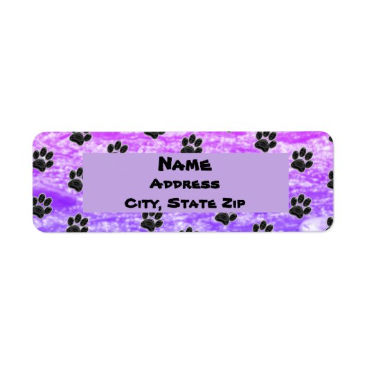 Hondenliefhebber Blauw Paars Abstract Puppy Paw af Etiket (Voorkant)