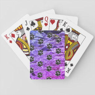 Hondenliefhebber Blauwe Paarse wolken Zwart Puppy  Pokerkaarten