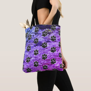 Hondenliefhebber Blauwe Paarse wolken Zwart Puppy  Tote Bag