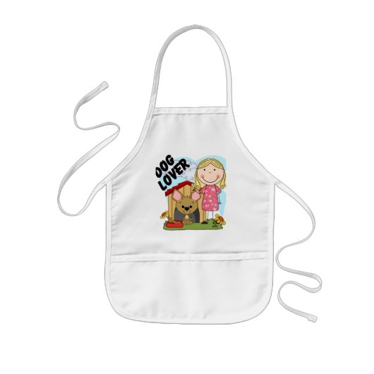 Hondenliefhebber Blond Meisje T-shirts en geschenk Kinder Schort (Voorkant)