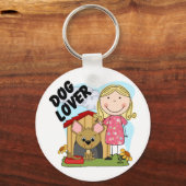 Hondenliefhebber Blond Meisje T-shirts en geschenk Sleutelhanger (Voorkant)