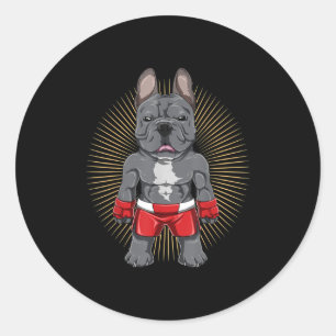 Hondenliefhebber Brave French Bulldog Fighter Ronde Sticker
