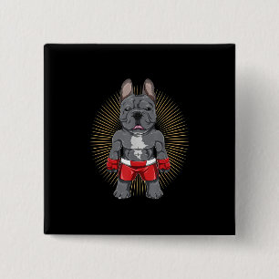 Hondenliefhebber   Brave French Bulldog Fighter Vierkante Button 5,1 Cm