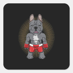 Hondenliefhebber   Brave French Bulldog Fighter Vierkante Sticker