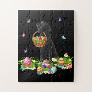 Hondenliefhebber Bunny Black Labrador Dog & Paas Legpuzzel