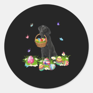 Hondenliefhebber   Bunny Black Labrador Dog & Paas Ronde Sticker