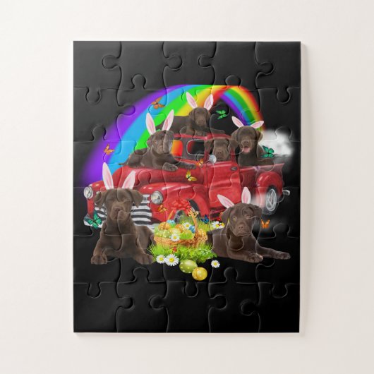 Hondenliefhebber | Bunny Chocolate Labrador Paasda Legpuzzel (Verticaal)