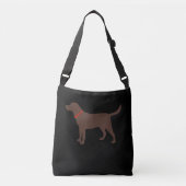 Hondenliefhebber | Chocolade Labrador Dog Silhouet Crossbody Tas (Voorkant)
