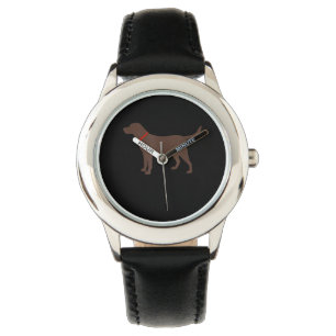 Hondenliefhebber   Chocolade Labrador Dog Silhouet Horloge