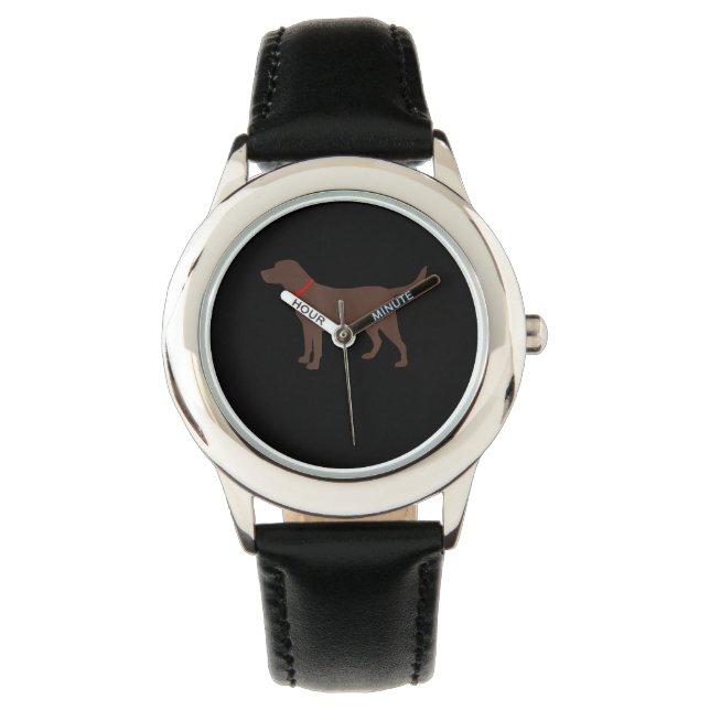 Hondenliefhebber | Chocolade Labrador Dog Silhouet Horloge (Voorkant)