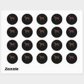 Hondenliefhebber | Chocolade Labrador Dog Silhouet Ronde Sticker (Vel)