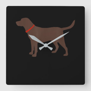 Hondenliefhebber   Chocolade Labrador Dog Silhouet Vierkante Klok