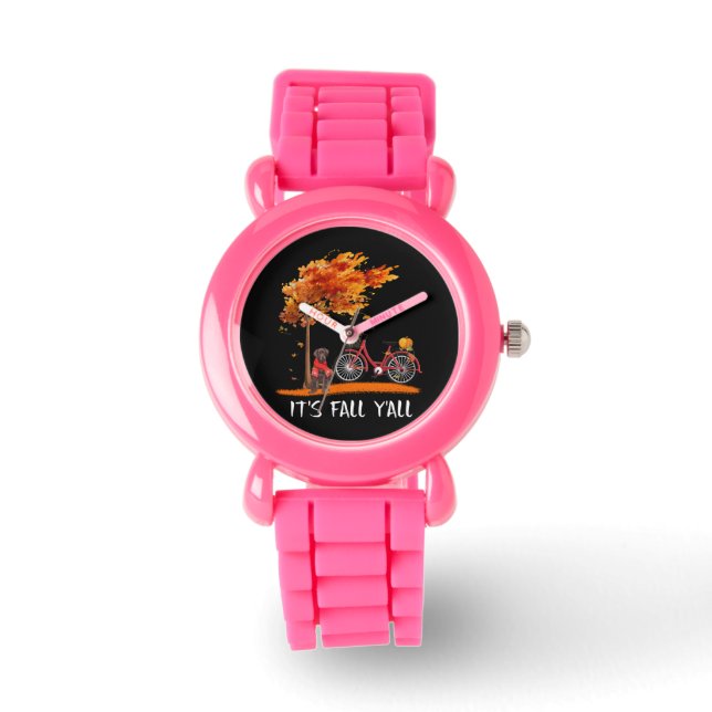Hondenliefhebber | Chocolade Labrador Het is Herfs Horloge (Voorkant)