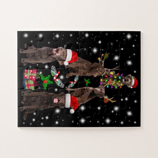 Hondenliefhebber | Chocolade Labrador-kerstboom Legpuzzel (Horizontaal)
