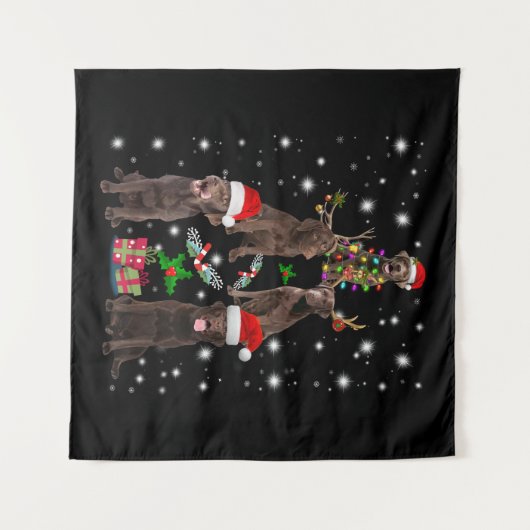 hondenliefhebber | Chocolade Labrador-kerstboom Wandkleed (Voorkant (horizontaal))