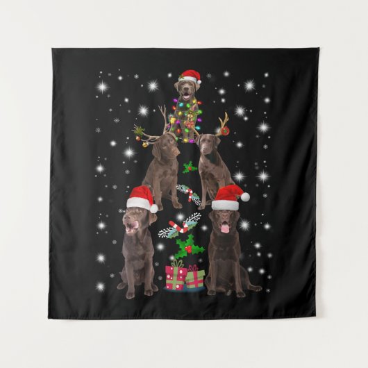 hondenliefhebber | Chocolade Labrador-kerstboom Wandkleed (Voorkant)