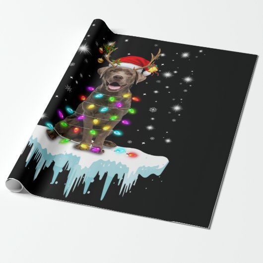 Hondenliefhebber | Chocolade Labrador-kerstlicht Cadeaupapier (Uitgerold)