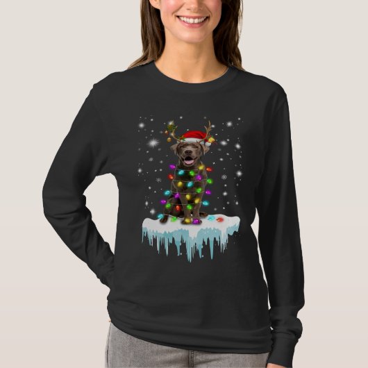 Hondenliefhebber | Chocolade Labrador-kerstlicht T-shirt (Voorkant)