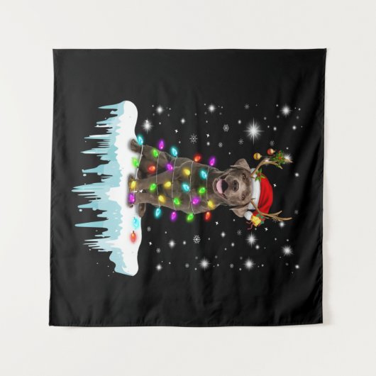 hondenliefhebber | Chocolade Labrador-kerstlicht Wandkleed (Voorkant (horizontaal))