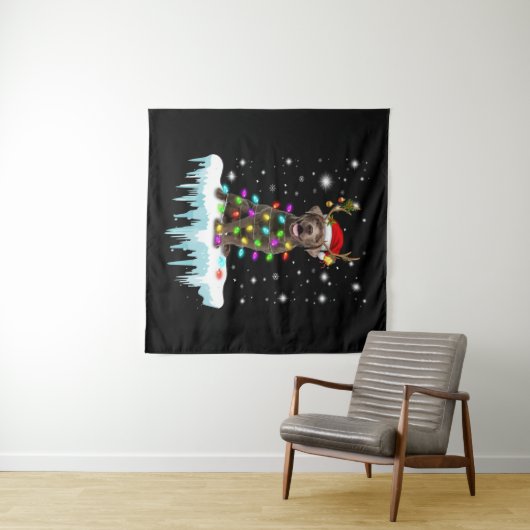 hondenliefhebber | Chocolade Labrador-kerstlicht Wandkleed (In Situ (horizontaal))