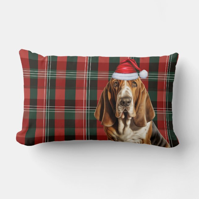 Hondenliefhebber Christmas Basset Hound Holiday Pl Kussen (Voorkant)