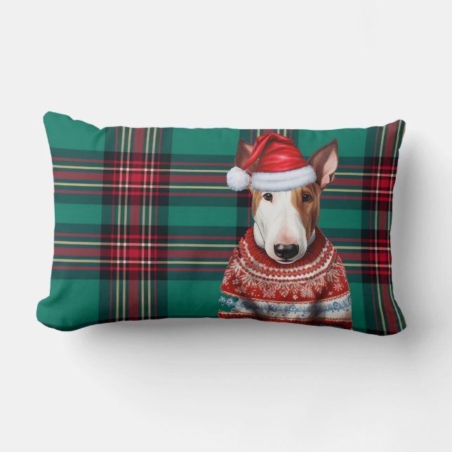 Hondenliefhebber Christmas Bull Terrier Holiday Pl Kussen (Voorkant)