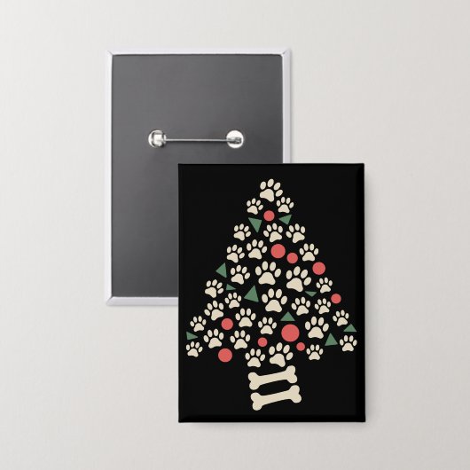 Hondenliefhebber Christmas Paw Tree Paws Holiday G Button (Voorkant / Achterkant)