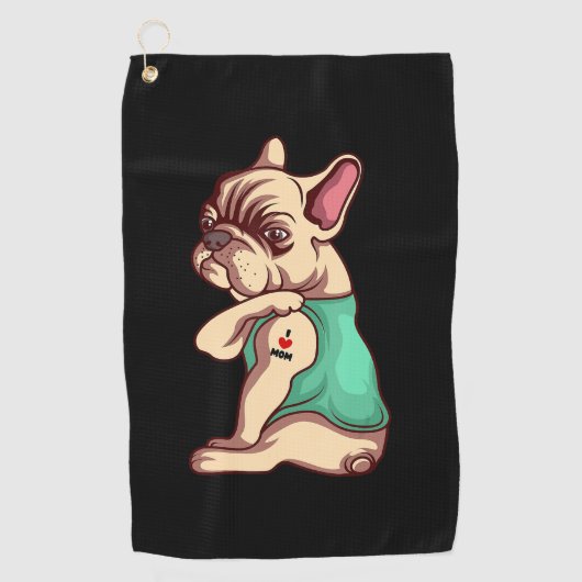 hondenliefhebber | Cool French Bulldog I Love Mam  Golfhanddoek (Voorkant)