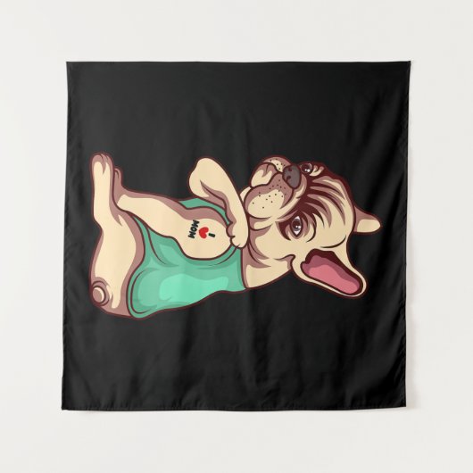 Hondenliefhebber | Cool French Bulldog I Love Mam  Wandkleed (Voorkant (horizontaal))