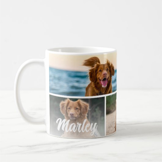 Hondenliefhebber Custom 4 Foto Pet Collage Koffiemok (Links)