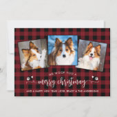 Hondenliefhebber Custom Pet Photo Country Plaid Ch Feestdagenkaart (Voorkant)