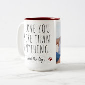 Hondenliefhebber Custom Photo I Love You Valentijn Tweekleurige Koffiemok (Voorkant links)