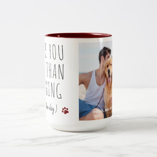 Hondenliefhebber Custom Photo I Love You Valentijn Tweekleurige Koffiemok (Center)