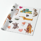 Hondenliefhebber Cute Cadeaupapier (Uitgerold)