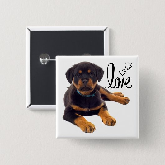 Hondenliefhebber Cute Puppy Love Rottweiler Vierkante Button 5,1 Cm (Voorkant /achterkant)