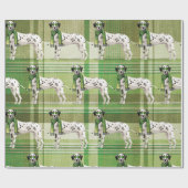Hondenliefhebber Dalmatische Plaid Christmas Cadeaupapier (Vlak)