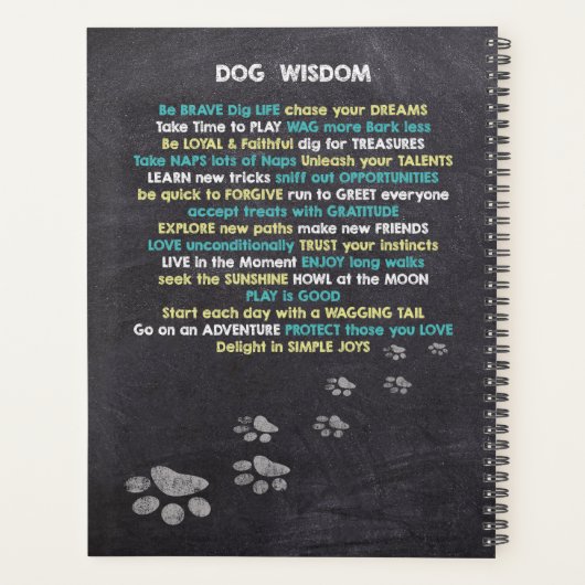 Hondenliefhebber Dog Wisdom-offertes Planner (Achterkant)