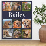 Hondenliefhebber Foto Collage Persoonlijk Navy Blu Imitatie Canvas Print<br><div class="desc">Viel uw beste vriend met een de canvasdruk van de de fotocollage van de douane huisdier. Of je nu een nieuwe puppy hebt, of om elk jaar alle speciale momenten te onthouden, elk huisdier verdient een gepersonaliseerd petfotocanvas! Ons doek van de hondenfoto heeft 9 foto's, gewaagde monogram om zich te...</div>