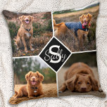 Hondenliefhebber foto-inkollage foto-monogram kussen<br><div class="desc">Viel je beste vriend met een aangepaste Monogram Pet Photo Collage Pillow. Wanneer je zoveel leuke herinneringen en foto's hebt, is één foto niet genoeg. Onze Dog Photo Pillow heeft in totaal acht foto's. De piloot is dubbelzijdig, vier voor, vier achter. Of je nu een nieuwe puppy hebt, of om...</div>