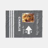 Hondenliefhebber foto naam grijs fleece deken (Voorkant (Horizontaal))