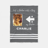 Hondenliefhebber foto naam grijs fleece deken (Voorkant)