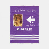 Hondenliefhebber foto naam paarse fleece deken (Voorkant)