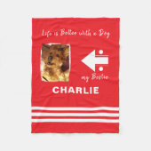 Hondenliefhebber foto naam rood fleece deken (Voorkant)