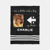 Hondenliefhebber foto naam zwart fleece deken (Voorkant)
