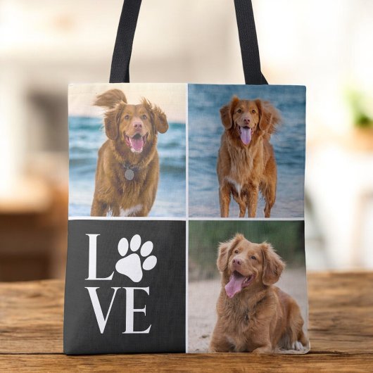 Hondenliefhebber Fotocollage Aangepaste Liefde Cut Tote Bag