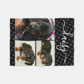 Hondenliefhebber Fotocollage Pootafdruk Fleece Deken (Voorkant (Horizontaal))