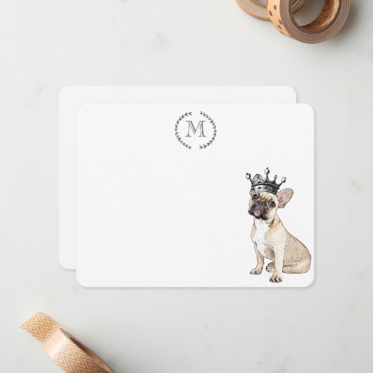 Hondenliefhebber French Bulldog Personalized Royal Notitiekaartje (Voorkant / Achterkant in situ)