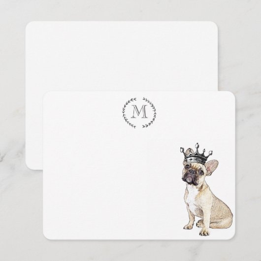 Hondenliefhebber French Bulldog Personalized Royal Notitiekaartje (Voorkant / Achterkant)
